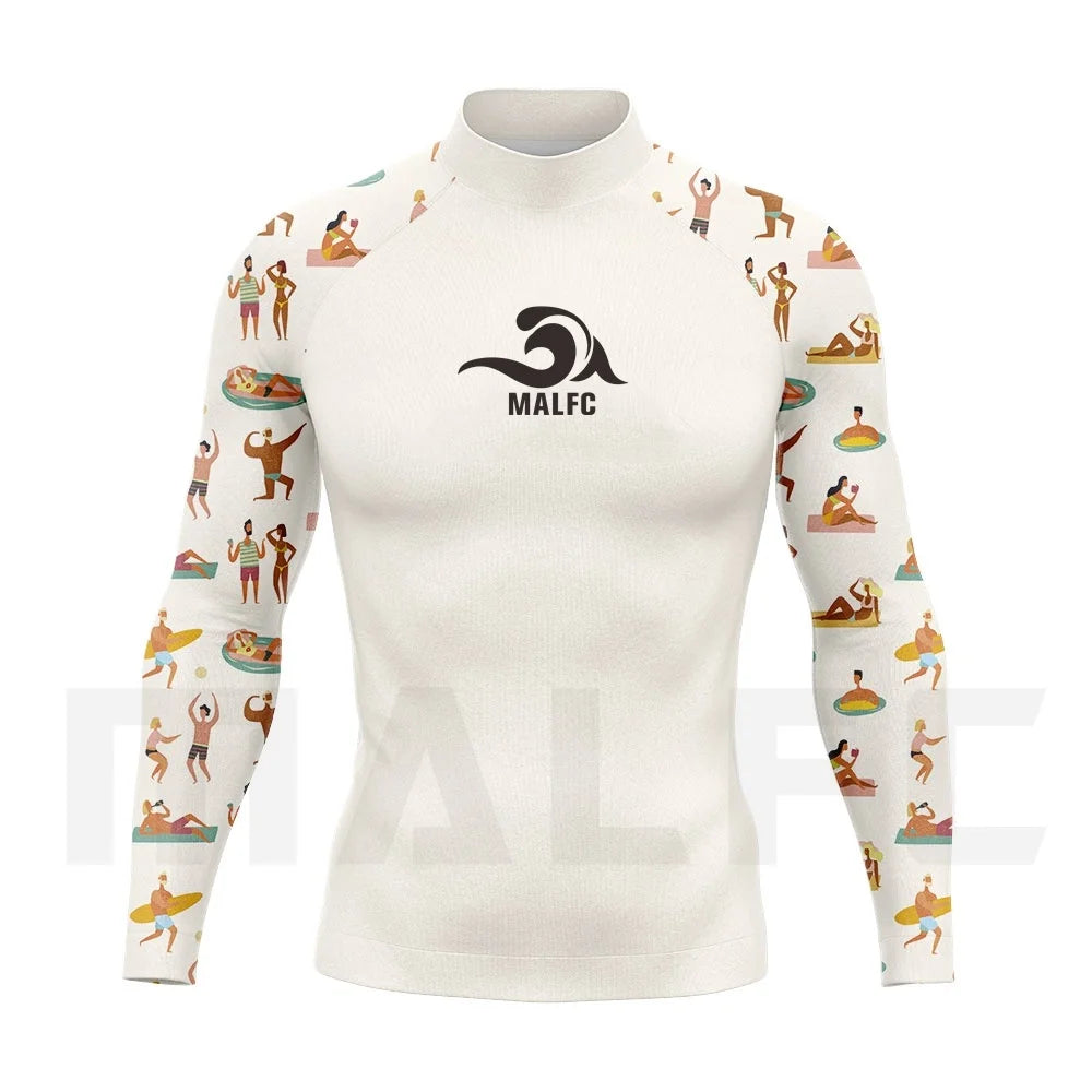 MALFC Rash guard for men Surfing Clothes Swimsuit Rashguard Surf Wear UPF 50 Water Sport Long Sleeve T-shirt Swimwear snorkeling