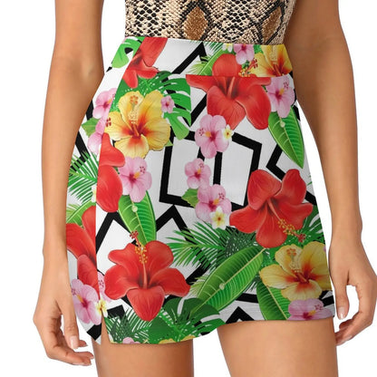 Lily Floral Tulips Skirt Summer Colorful Flowers Fashion Casual A-line Skirts Elegant Mini Skirt Woman Design Oversized Clothing