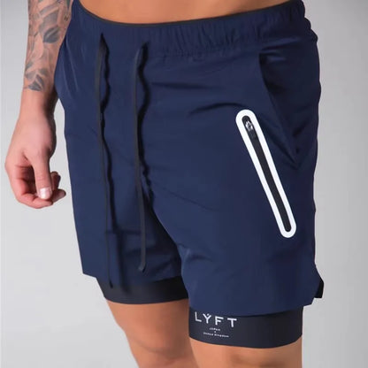 Running Training Men's Sports Shorts Double-layer Anti-glare Quick-drying Fitness Shorts