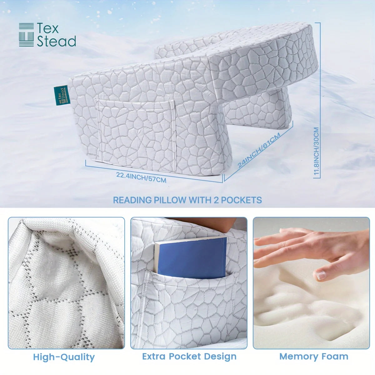 gaming armrest pillow, memory foam reading pillow, oversized support cushion, removable washable cover,,long session support,