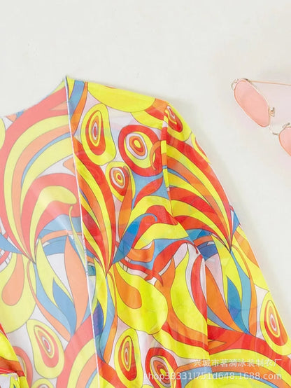 Summer Print Bikinis Swimwear Female Swimsuit Beachwear Push Up Three-Piece Bikini Set Women Swimming Bathing Suit