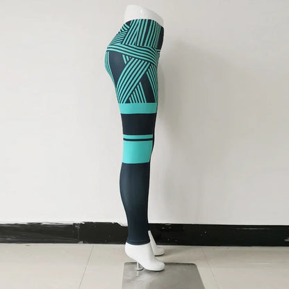 Seamless Yoga Leggings for Ladies Sportswear Young Girls Stripe Digital Printing Tight Pants Gym Push Up Trousers