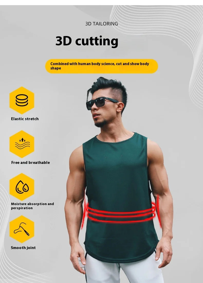 Men's Quick-Drying Sport T-shirt for Fitness and Marathon Workout Sleeveless Basketball Vest Loose Running Tank Top