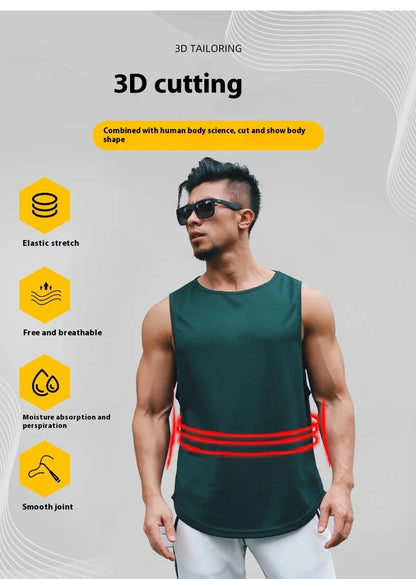 Men's Quick-Drying Sport T-shirt for Fitness and Marathon Workout Sleeveless Basketball Vest Loose Running Tank Top