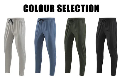 Men Gym Jogging Sport Pants Thin Loose Quick-Dry Long Exercise Clothing Zipper Pockets Training Bodybuilding Trouser Marathon