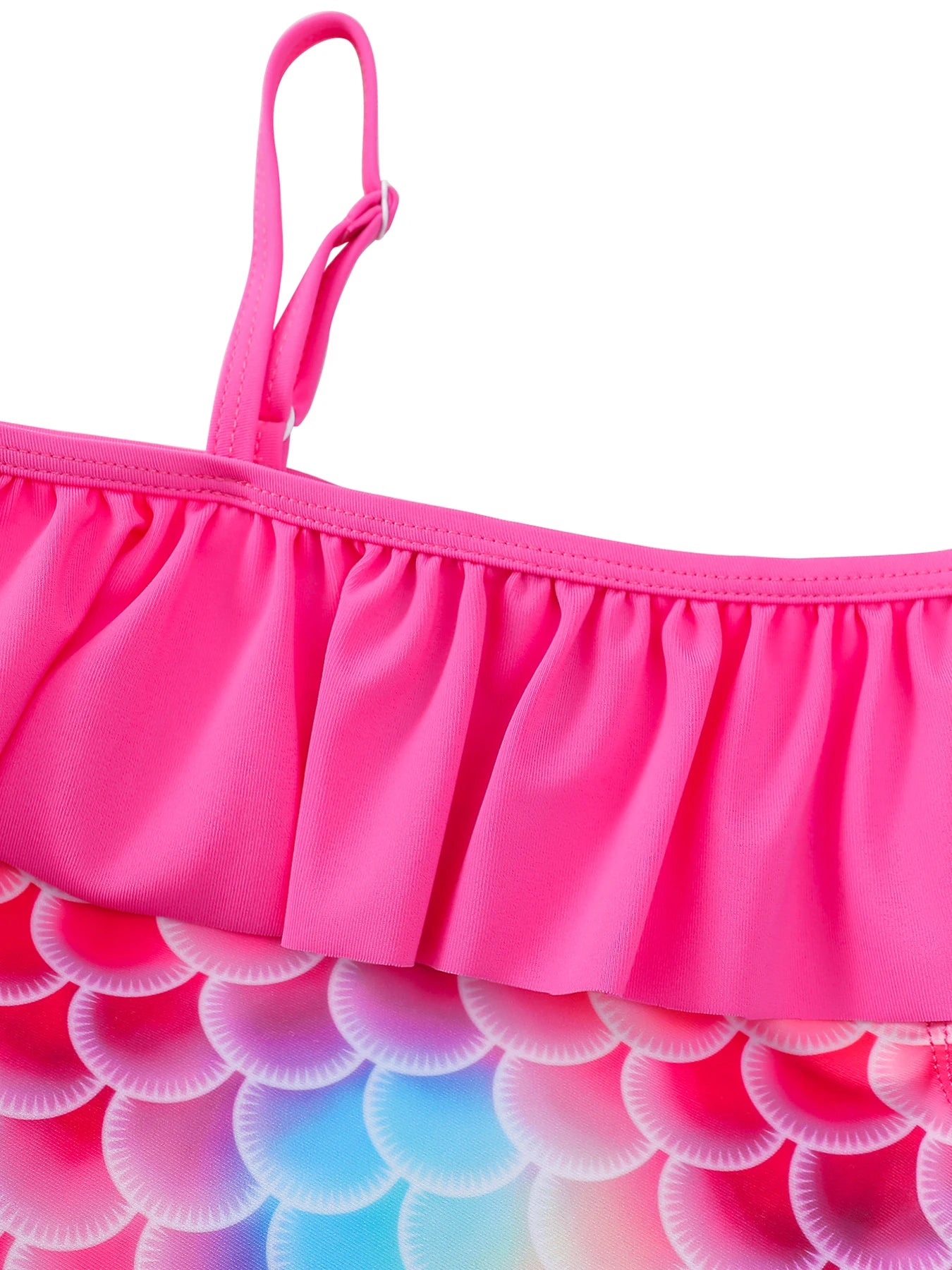 Swimming Suit Kids, One-Piece Swimwear, Girls Summer Clothes, One Shoulder Design with Ruffle, 3D Scale