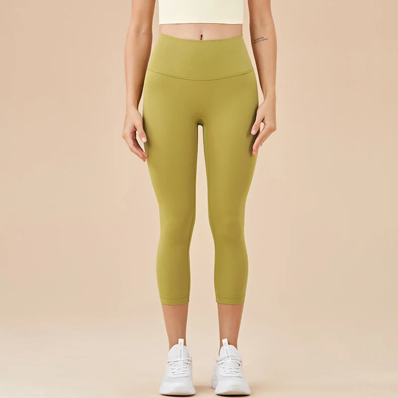 Women's High-Waisted Capri Yoga Leggings with Hidden Pocket