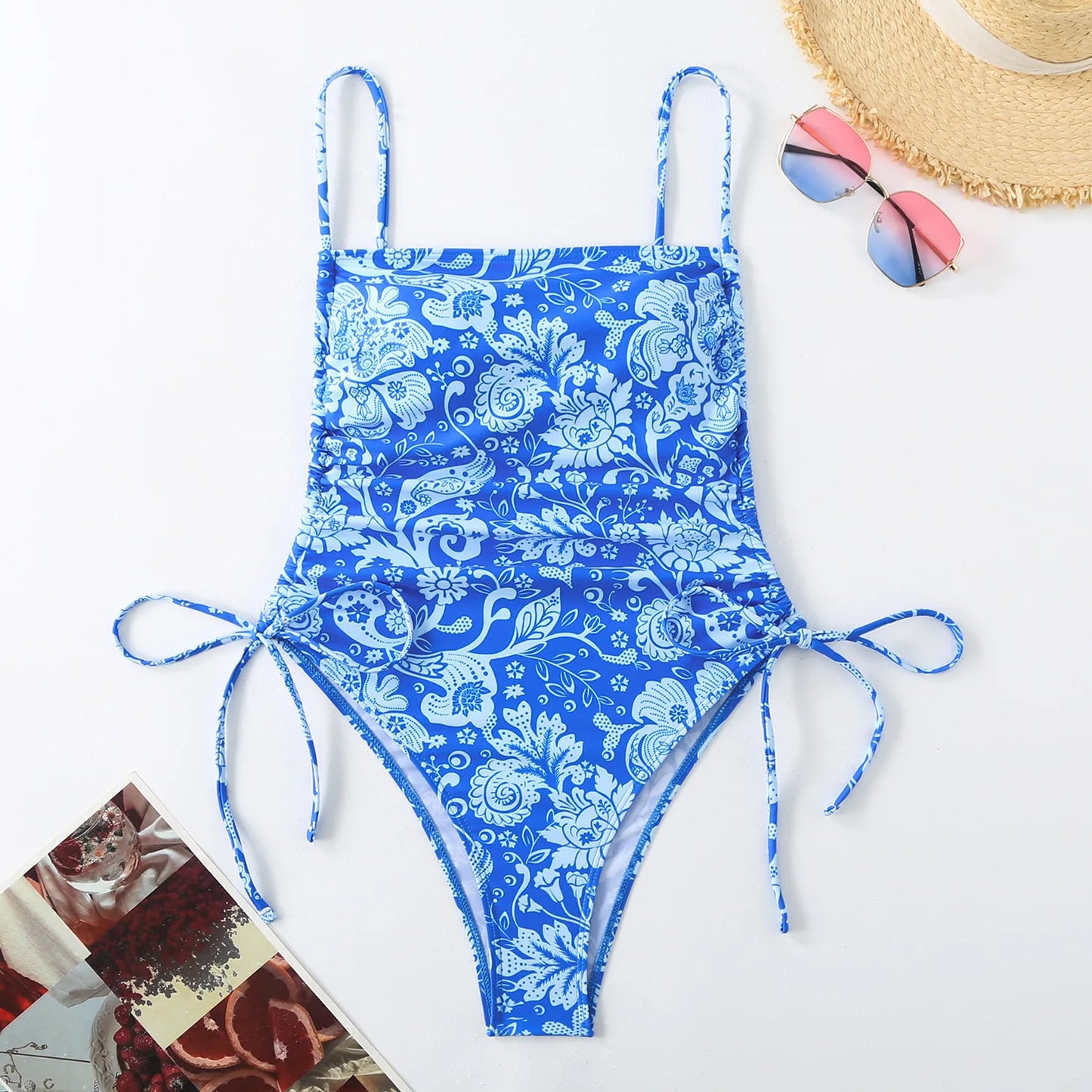 Tropical Plants Paisley Print One Piece Swimsuit Women Beachwear Vintage Design Bathing Suit Swimwear