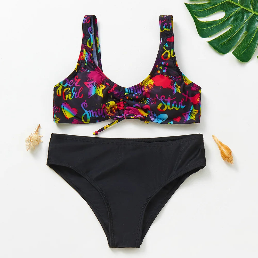 UV Baby Girls Swimsuit Two Piece Swimming Bikinis Ruffles Beach Bathing Suit Tops Shorts Kids Swimwear for Girls 2-10 Years