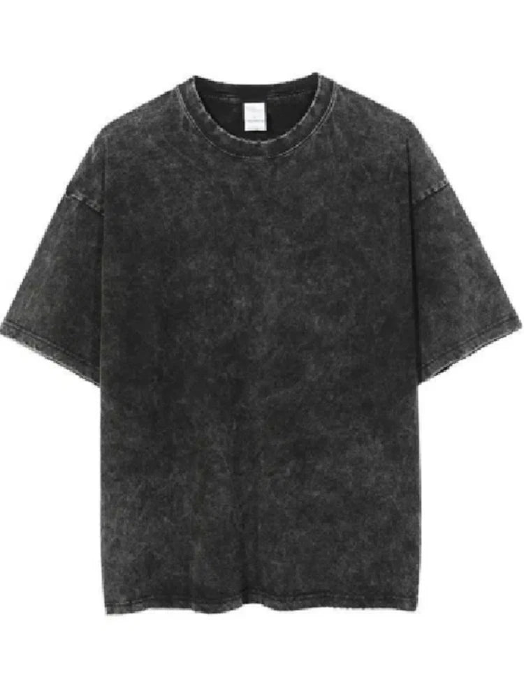 Men's Washed Vintage T-Shirts Street Hip Hop Retro Punk T Shirt women Harajuku Casual Cotton Short Sleeve Acid Wash TShirts top