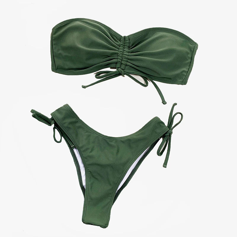 Bikini Green Swimsuit Women Swimwear  Bathing Suit Thong Brazilian Biquini Woman Beachwear Summer