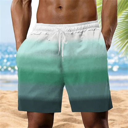 Men's Swimming Shorts 3d Print Stripe Beach Shorts Kids Fashion Short Pants Sports Fitness Quick Dry Swimwear Men Trunks