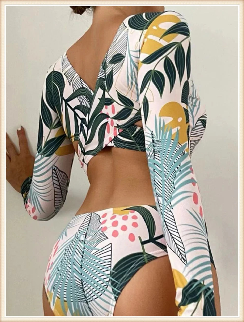 Surf Long Sleeve Swimsuit Women Back Cut Out One Piece Diving Clothes Swimwear Female Printed Bathing Swimming Bodysuit