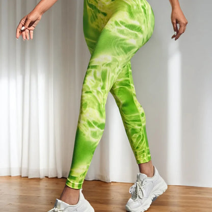Seamless Peach Hip Leggings Lifting Line Tight Fitting European American Cross-Border Sports Fitness Leggings Tie-Dye