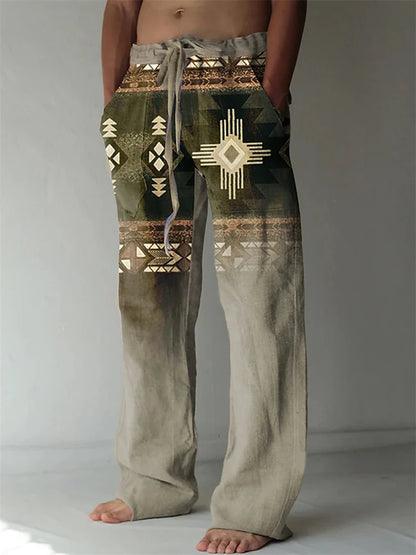 Vintage Loose Patchwork Print Men's Pants Summer Thin Casual Men's Pants Travel Vacation Casual Pants Men's Clothing Sweatpants