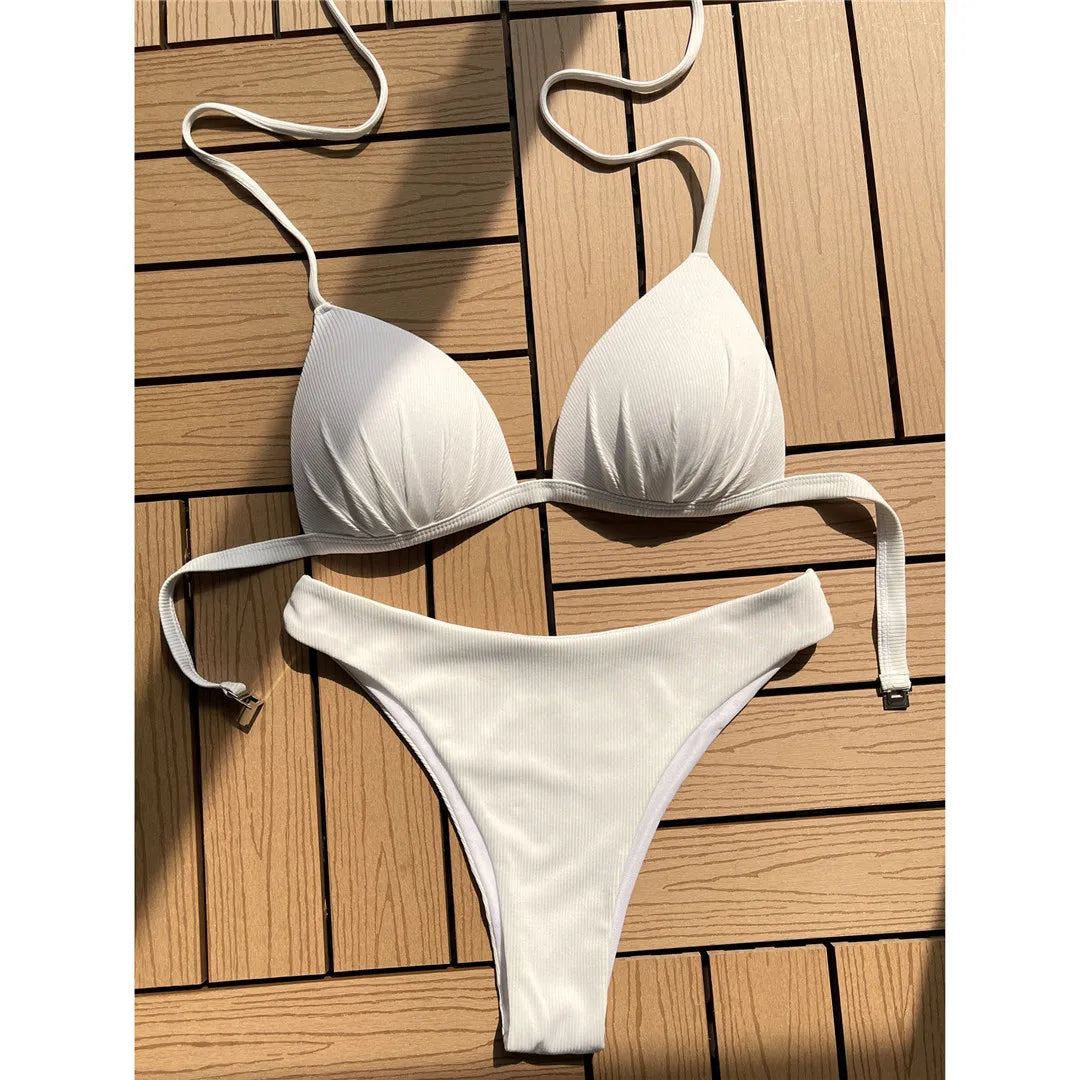 4 Colors Halter Brazilian Bikini Women Swimwear Female Swimsuit Two-pieces Bikini set Bather Bathing Suit Swim Lady