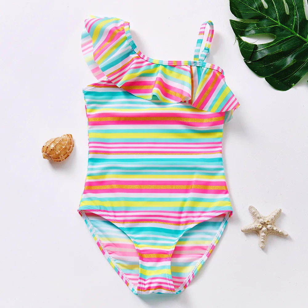 2-8Years Toddler Baby Girls Swimsuit One Piece Girls Swimwear Fishscale Children Swimwear Kids Beach Wear Girls Swimming Outfits