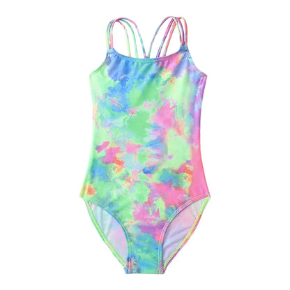 Swimsuit Girl Girls 1 Piece Swimsuit Cut Out Swimwear Summer Casual Tie Dye Beach Sport Bathing Toddler Boy Bathing Suit 5t