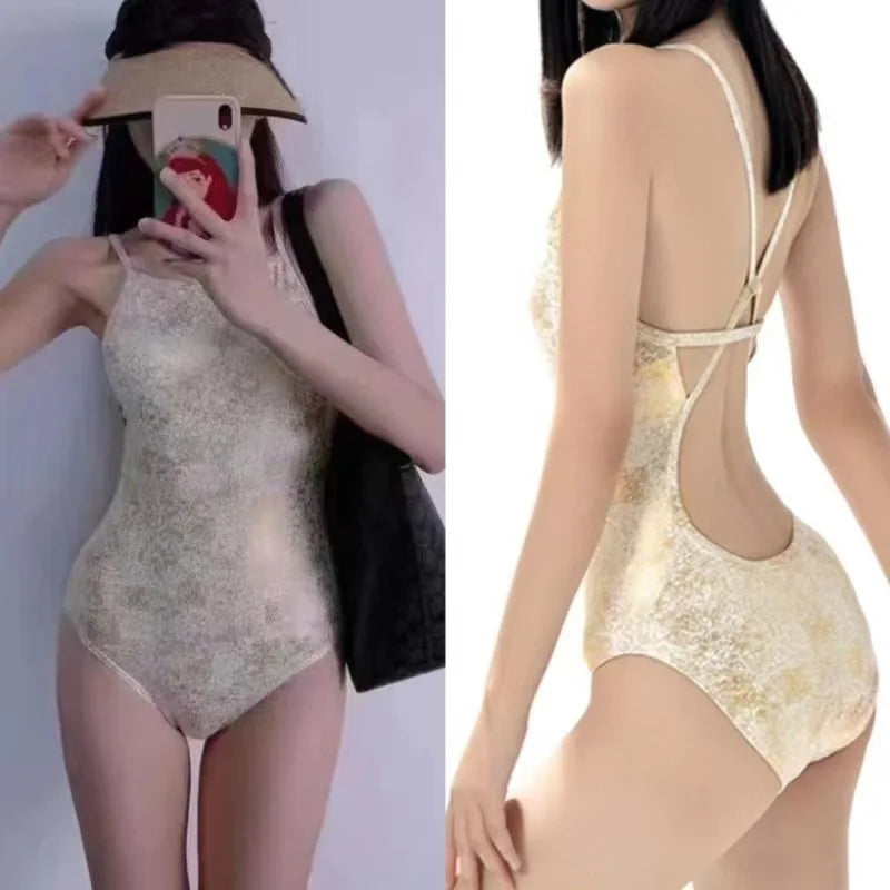 Bathers Swim Swimsuit Women Racing Professional One-piece Triangle Pink Girls Backless Cross Swimming Pool Special Swimsuit