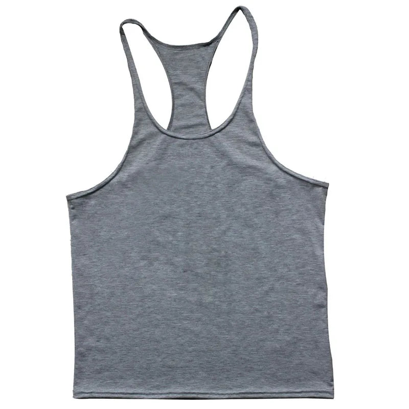 European American Summer Casual Exercise Workout Training Vest Men's Solid Color plus Size I-Shaped Vest