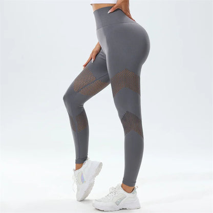 SVEIC Seamless Yoga Pants Hollow Leggings Fitness Women Workout Sportswear High Waist Leggings Push Up Tights Women Gym Clothing