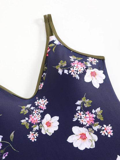 One Piece Swimsuit For Women Orange Floral printed Swimwear Female Bodysuit Monokini Beachwear Backless Bathing Suit