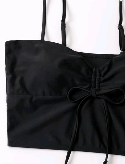 Drawstring Front Shorts Bikinis High Waist Swimsuit Women Swimwear Female Bathers Bathing Swimming Swim Suit Beachwear