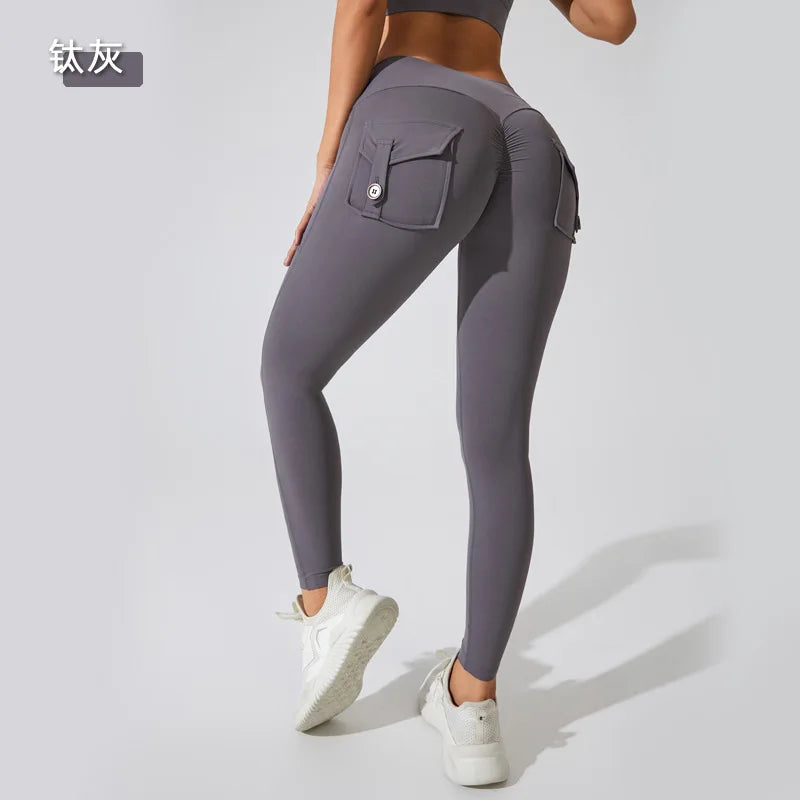 Gym Leggings Women Pocket Bum High Waist Yoga Pants Shorts Tights Scrunch Booty Workout Legging Naked Active Wear