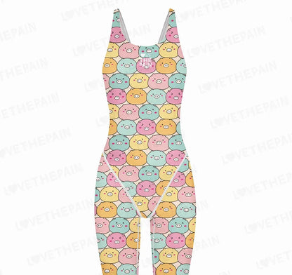 Girl Training Racing Swimwear Girl One Piece Competitive Swimsuits Summer Pool Professional Competition Knee Length Bodysuits
