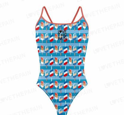 Love The Pain Leopard Print One Piece Swimsuit Thin Straps Versatile V-back Women's Swimwear Monokini Triathlon Swimsuit