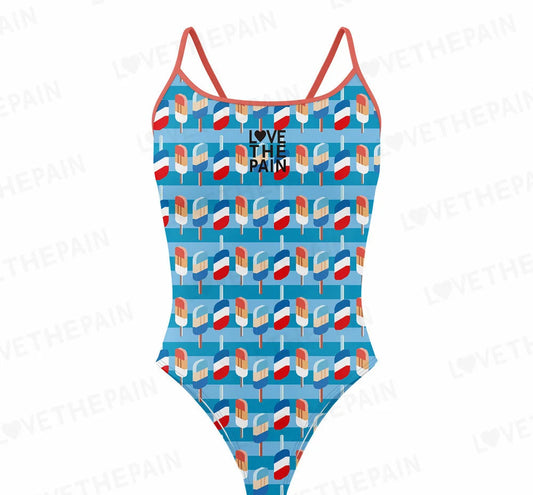 Love The Pain Leopard Print One Piece Swimsuit Thin Straps Versatile V-back Women's Swimwear Monokini Triathlon Swimsuit