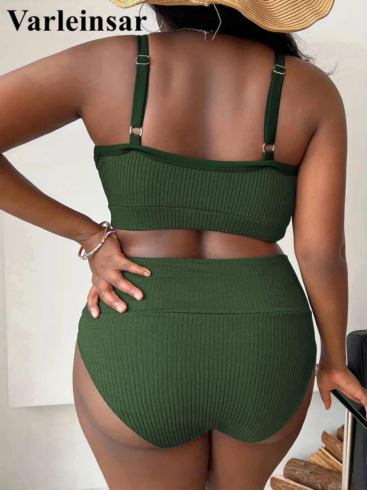 0XL - 4XL Ribbed Bikini Large Size Swimwear Plus Size Women Swimsuit Female Two-pieces Bikini set Bather Bathing Suit Swim