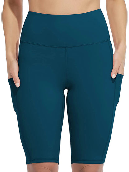Anfilia Women Yoga Shorts Jogging  Running Sports Shorts  High-waist with Side Pockets Workout Shorts