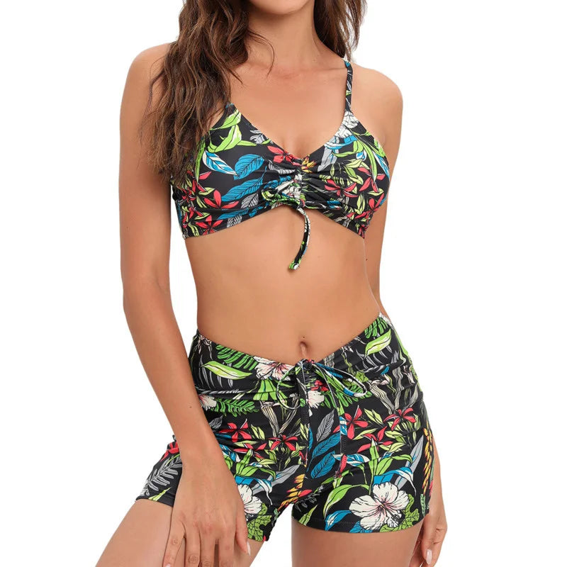 Print Separate Swimsuits Tankini Set Female Swimwear Sports Beach Wear Two-Piece Bathing Suit Pool Women Swimming Suit