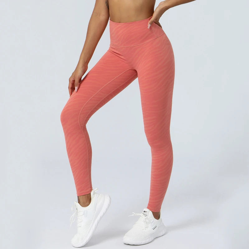 Women High Waist Yoga Pants Buttery Soft Zebra Stripe Printed Sports Leggings Breathable Workout Running Tights Sportswear