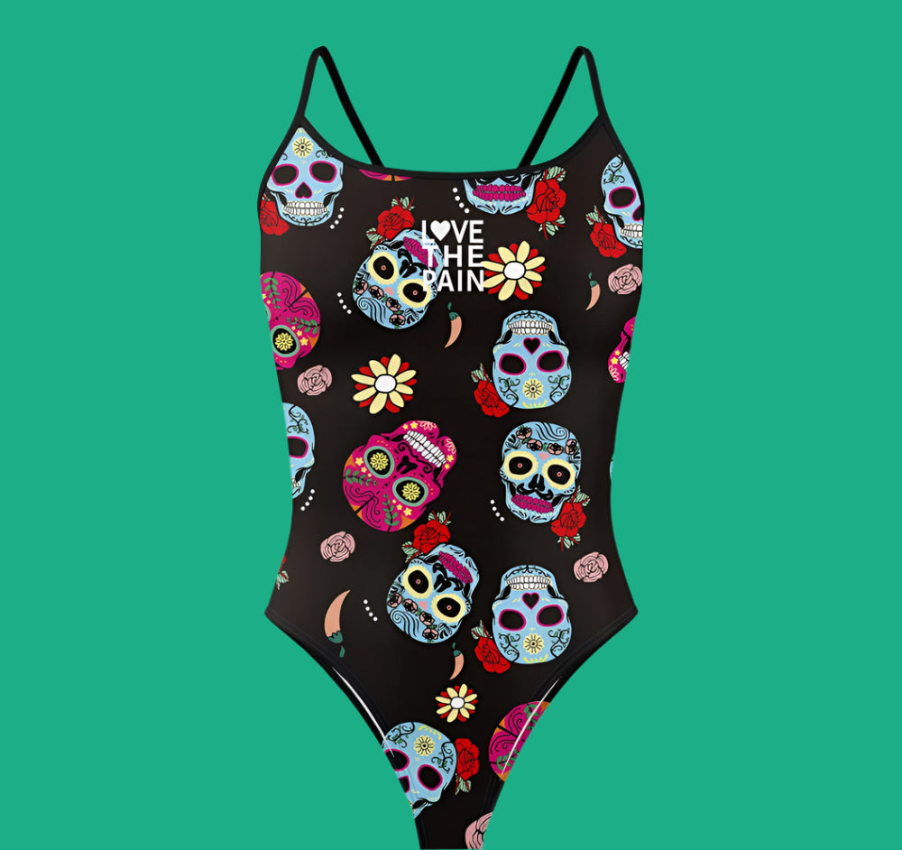 Love The Pain One Piece Swimsuit Thin Straps Versatile V-back Women's Swimwear Sports Triathlon Training Swimsuit