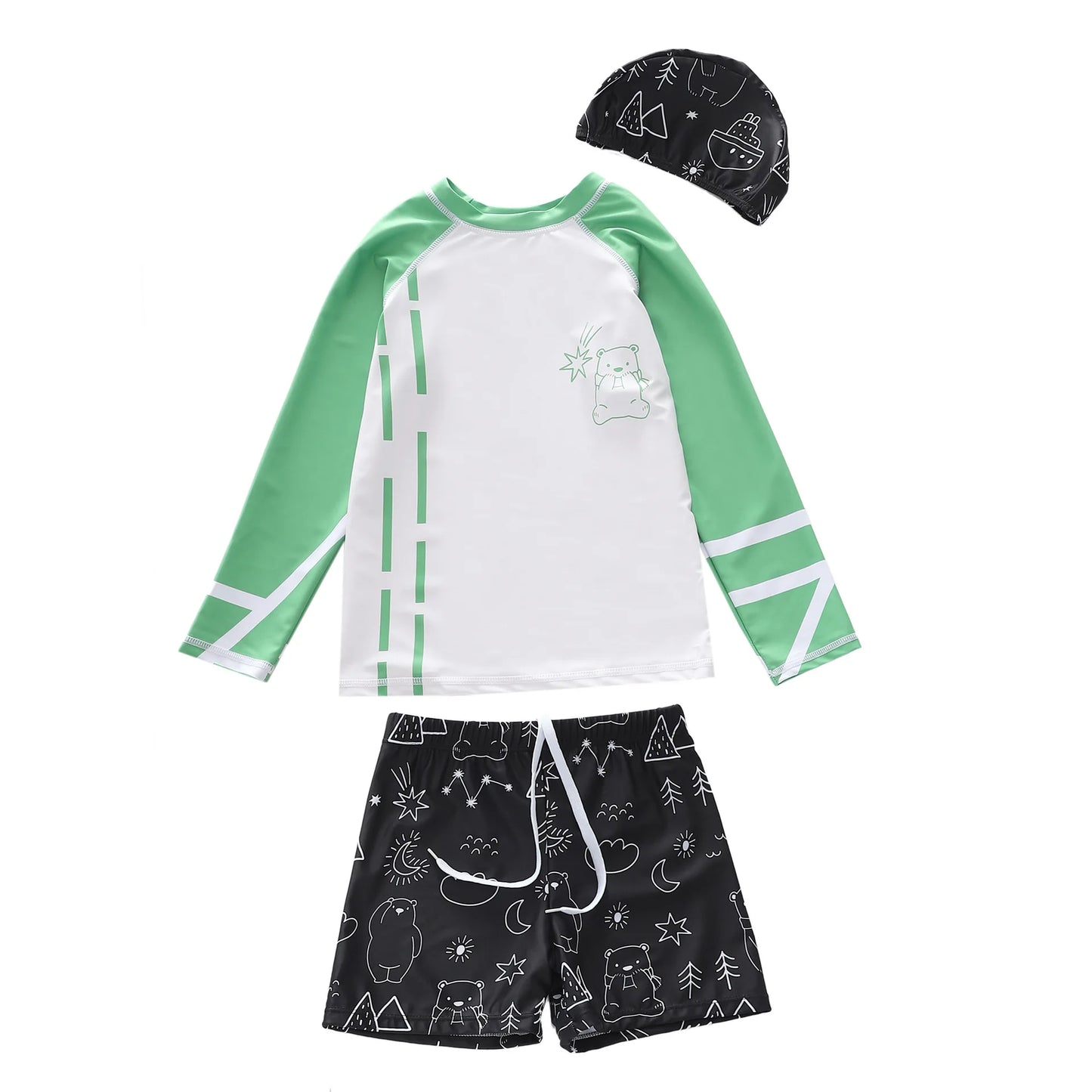 Boys Swimwear Long Sleeve Rash Guard Swimming Trunks for a Boy Toddler Printing Swimsuit Kids Anti UV Summer Beach Bath Clothes