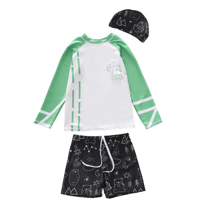 Boys Swimwear Long Sleeve Rash Guard Swimming Trunks for a Boy Toddler Printing Swimsuit Kids Anti UV Summer Beach Bath Clothes