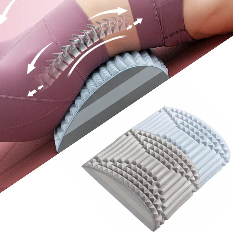 Lumbar device for physical stretching and massage relaxation of waist and back, yoga spine corrector for back opening pillow.