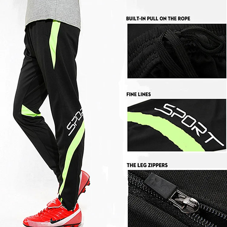 Men Running Sport Pants With Zipper Pockets Football Joggings Training Sweatpants Basketball Soccer Trousers workout pant Male