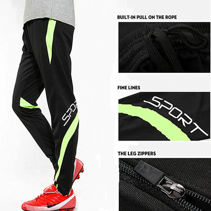 Men Running Sport Pants With Zipper Pockets Football Joggings Training Sweatpants Basketball Soccer Trousers workout pant Male