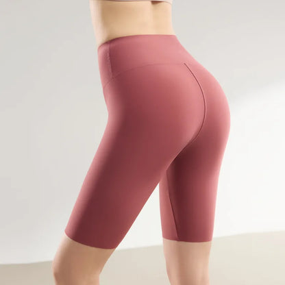 Thin Seamless High Waist Sharkskin Bicycle Shorts Women Knee Length Tight Biker Shorts Sport Short Leggings