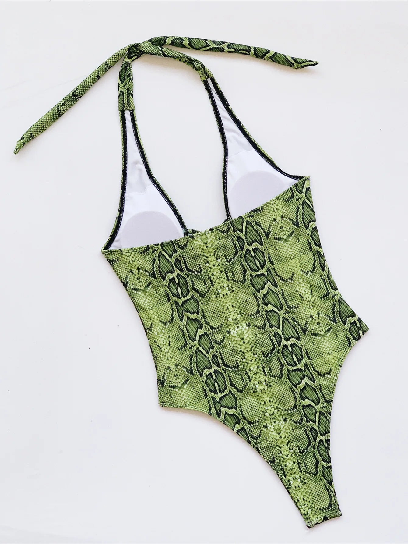 Women's Swimsuits Snake Skin Printed Monokini Women Swimwear One Piece Swimsuit Female Tummy Cut Out Bathing Suit Swim Lady