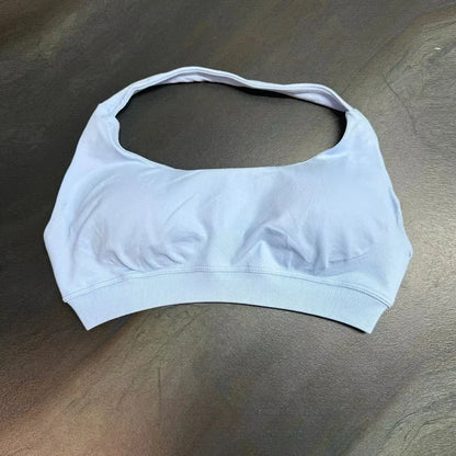 Halter Sports Bra for Women Neck Strap Bra Seamless Open Back Top Medium Support Gym Crop Top Stretchy Sportswear