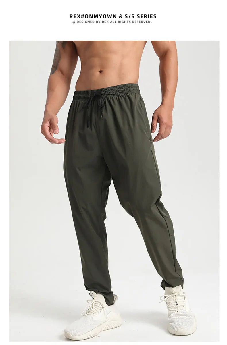 Men Gym Jogging Sport Pants Thin Loose Quick-Dry Long Exercise Clothing Zipper Pockets Training Bodybuilding Trouser Marathon
