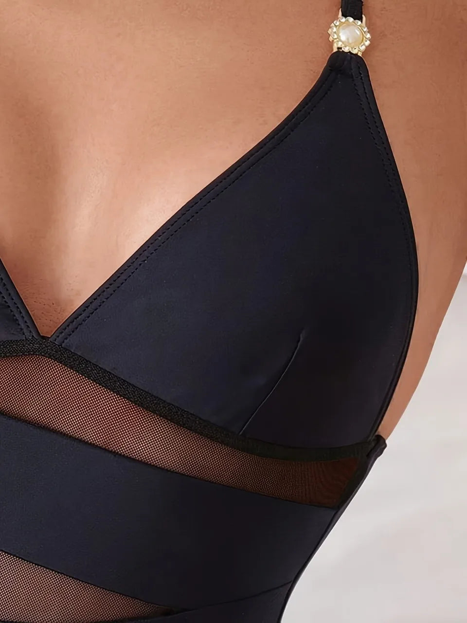 Halter String Swimwear Women One Piece Hollow Mesh Swimsuit Backless Bodysuit Female Bathing Swimming Suit Padded Beachwear
