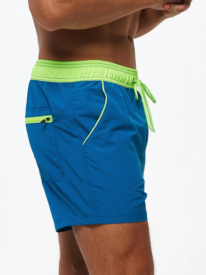 Men Summer Swim Shorts Swimwear Trunks Swimsuits Quickly Dry Surf Beach Board Elastic Waist Swim Pants Surfing Shorts with Mesh