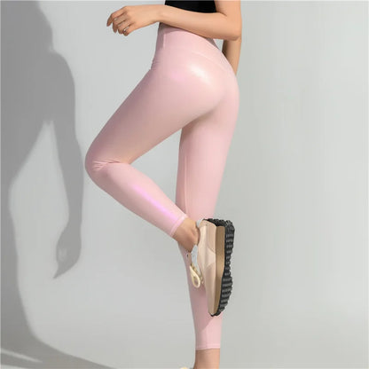 Women Yoga Colorful Light Feeling Leggings Outdoor Sports Running Gym Fitness Workout Pants Breathable Elastic High Waist Pants