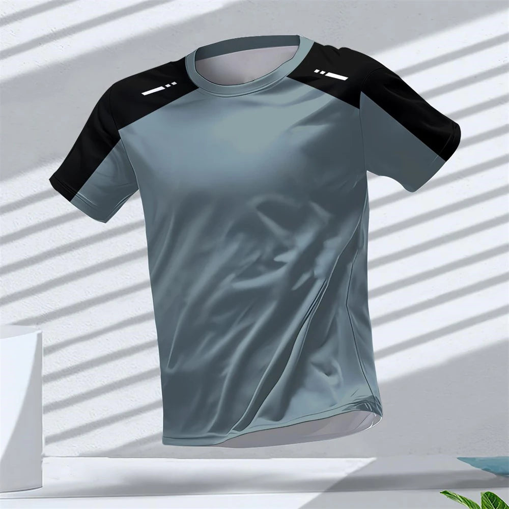 Gym Summer Quick Dry Breathable Men's T Shirt Outdoor Run Fitness Sports Short Sleeve Casual O-Neck Men Gym Sportswear T-Shirt