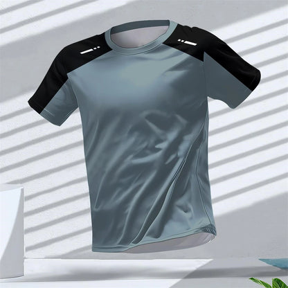 Gym Summer Quick Dry Breathable Men's T Shirt Outdoor Run Fitness Sports Short Sleeve Casual O-Neck Men Gym Sportswear T-Shirt